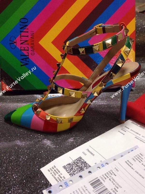 Valentino rainbow sandals stud heels shoes 4041