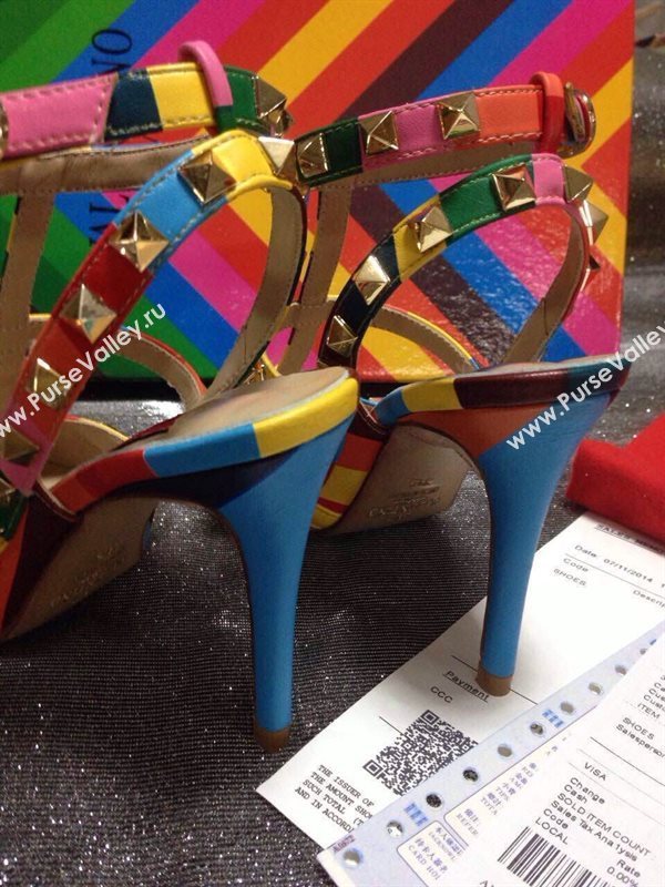 Valentino rainbow sandals stud heels shoes 4041