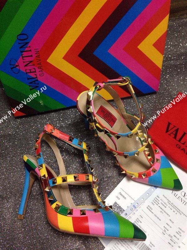 Valentino rainbow sandals stud heels shoes 4041
