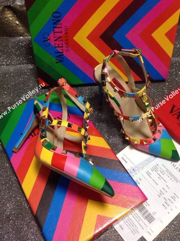 Valentino rainbow sandals stud heels shoes 4041