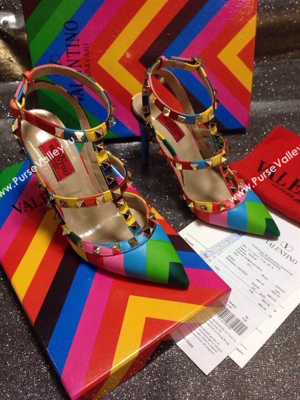 Valentino rainbow sandals stud heels shoes 4041