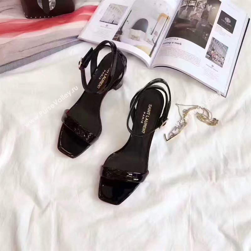 YSL heels sandals black paint shoes 4046