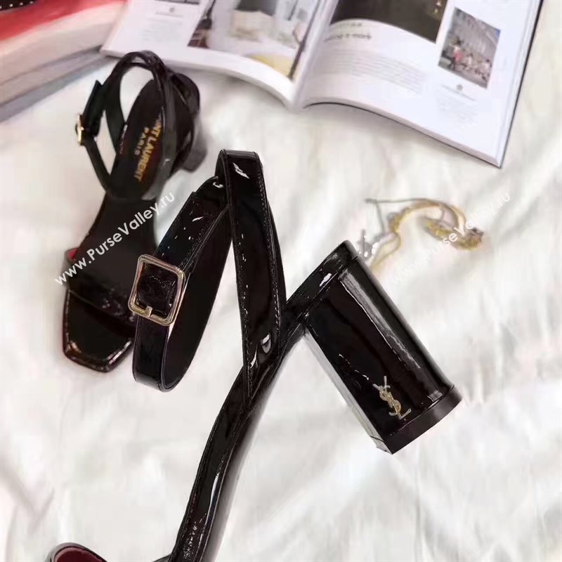 YSL heels sandals black paint shoes 4046