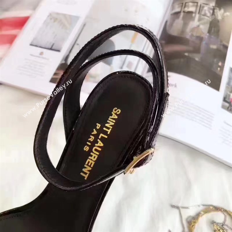 YSL heels sandals black paint shoes 4046