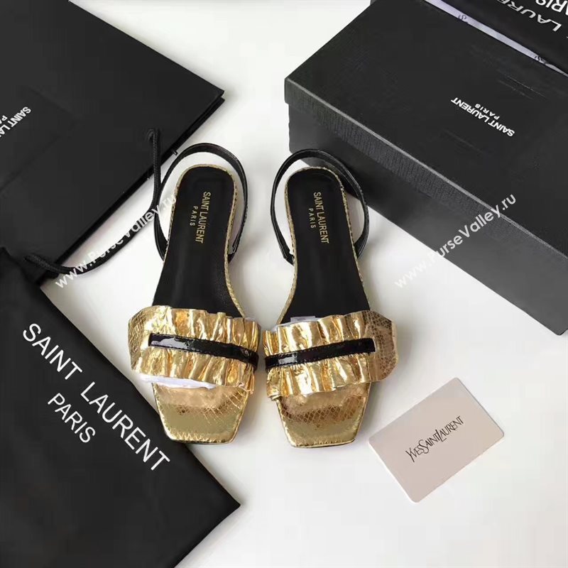 YSL flats gold sandals shoes 4059