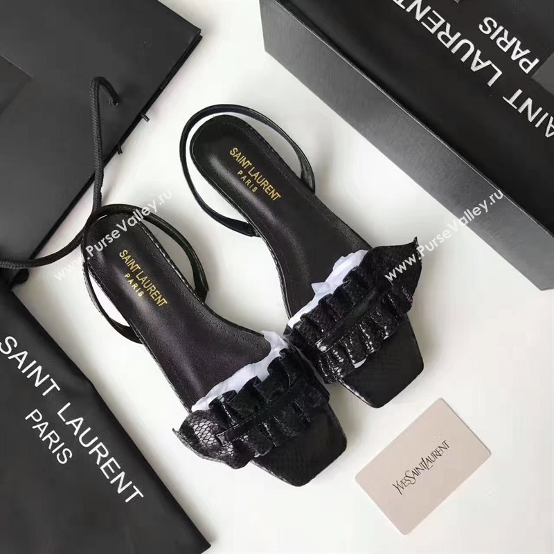 YSL flats black sandals shoes 4060