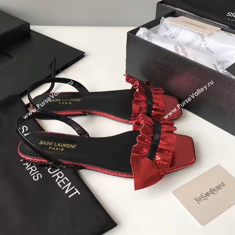 YSL flats red sandals shoes 4061