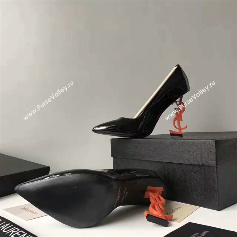 YSL heels sandals black paint shoes 4065