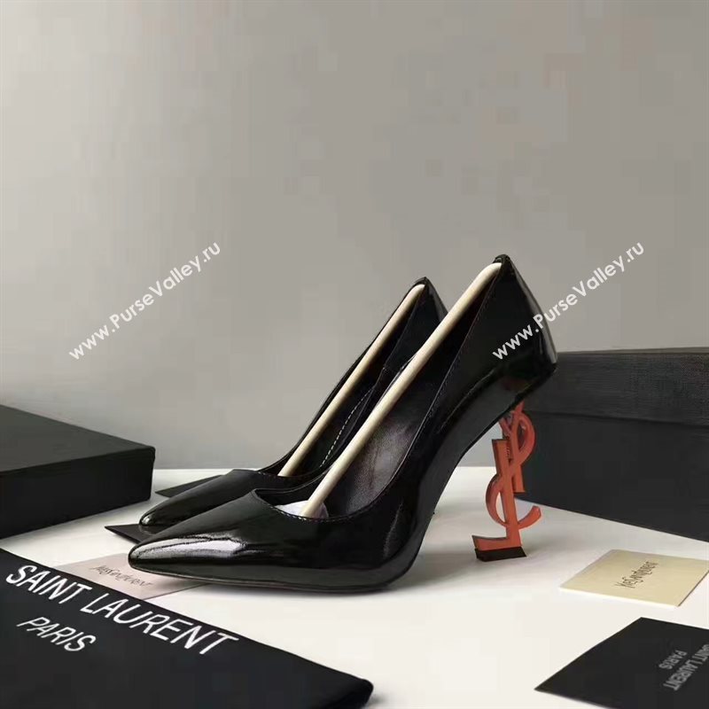 YSL heels sandals black paint shoes 4065