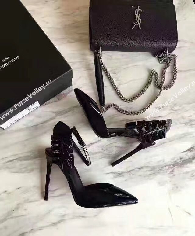 YSL heels sandals black paint shoes 4066