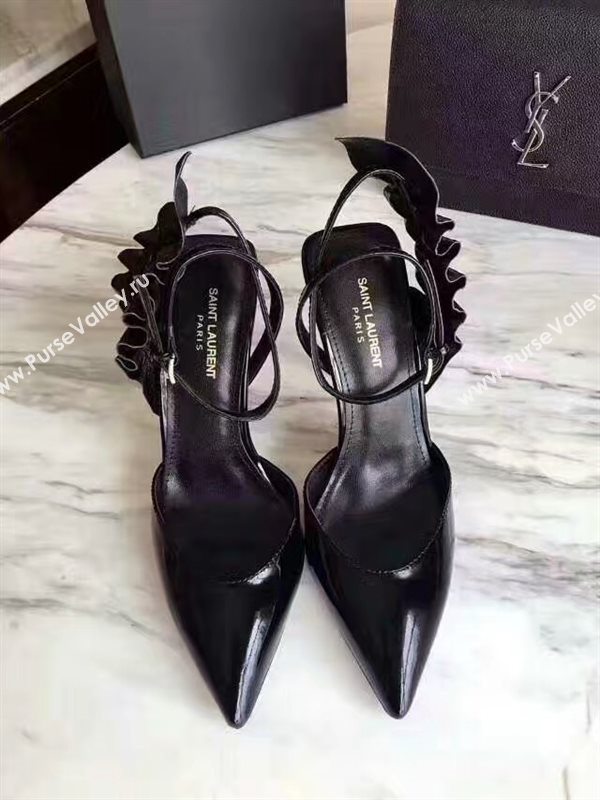 YSL heels sandals black paint shoes 4066