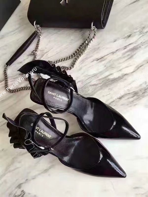 YSL heels sandals black paint shoes 4066