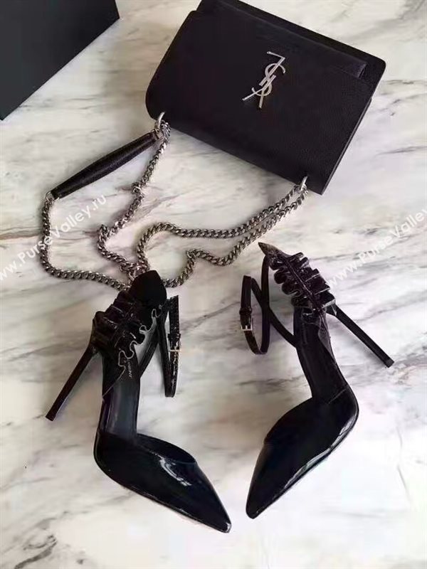 YSL heels sandals black paint shoes 4066