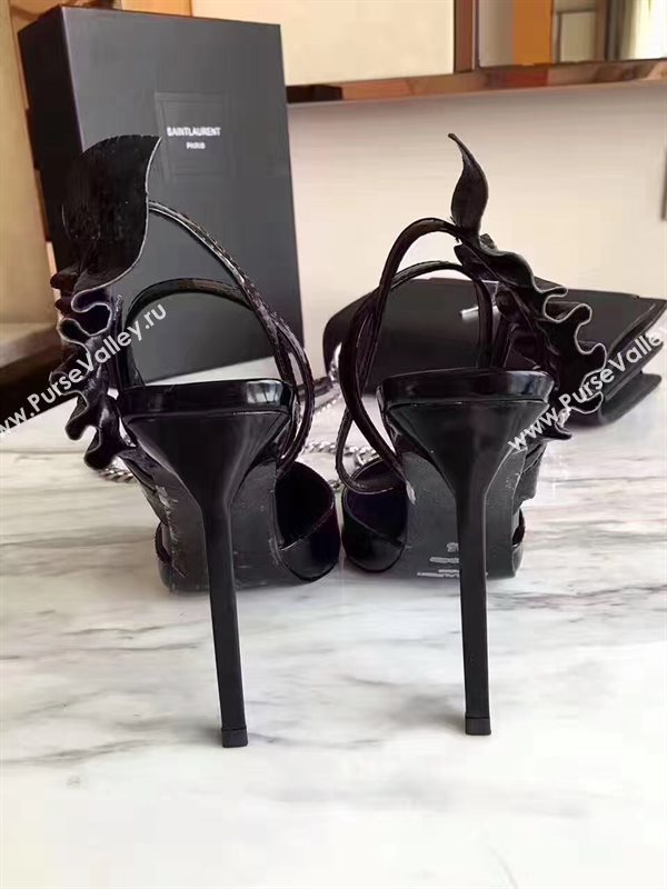 YSL heels sandals black paint shoes 4066