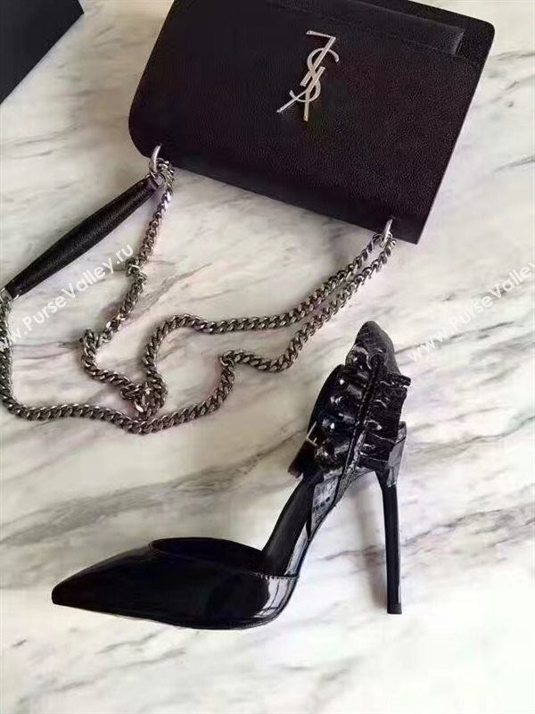 YSL heels sandals black paint shoes 4066