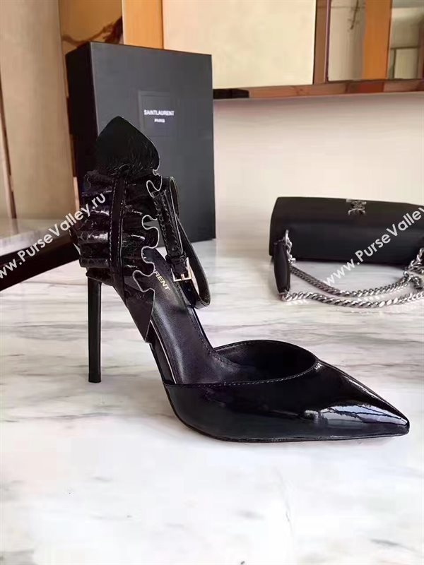 YSL heels sandals black paint shoes 4066