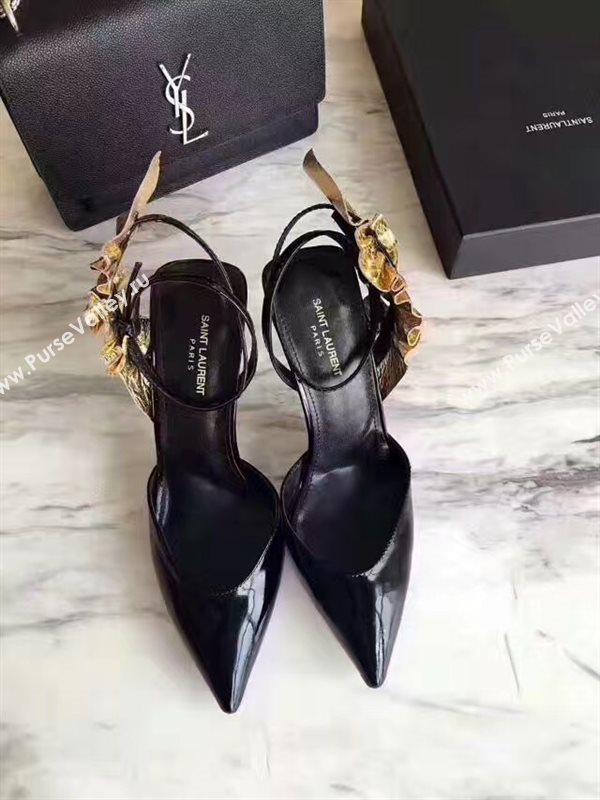 YSL heels sandals black gold v shoes 4067