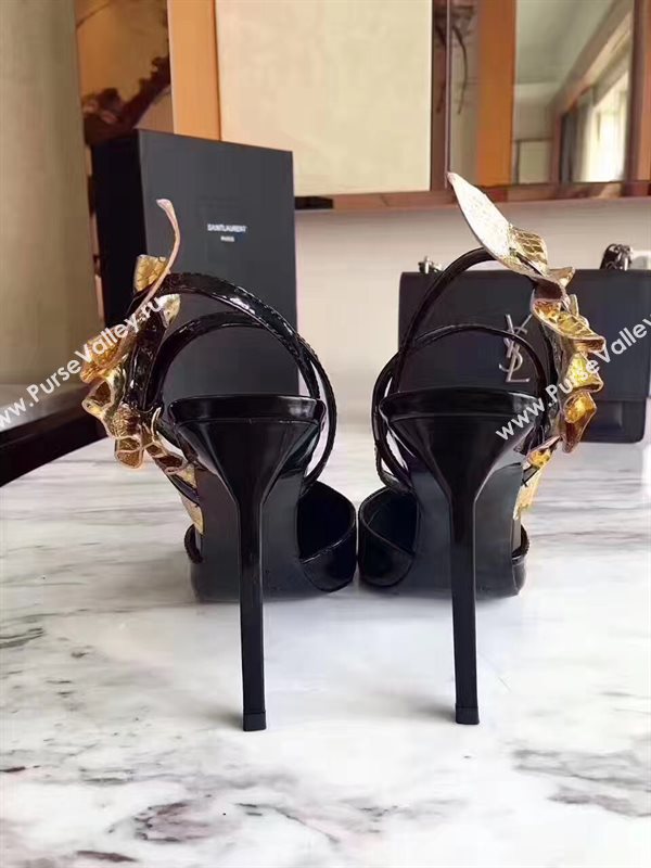 YSL heels sandals black gold v shoes 4067