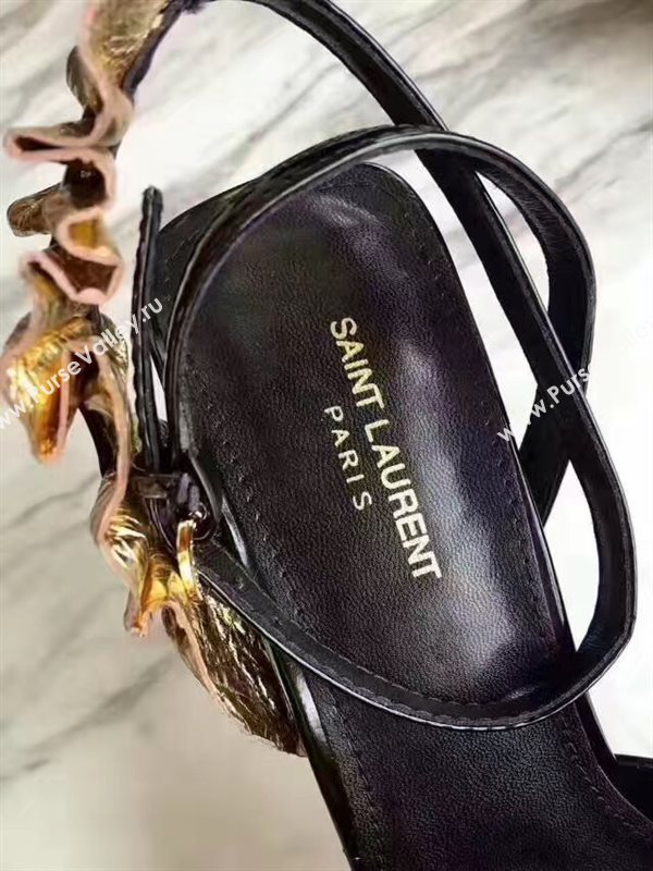 YSL heels sandals black gold v shoes 4067