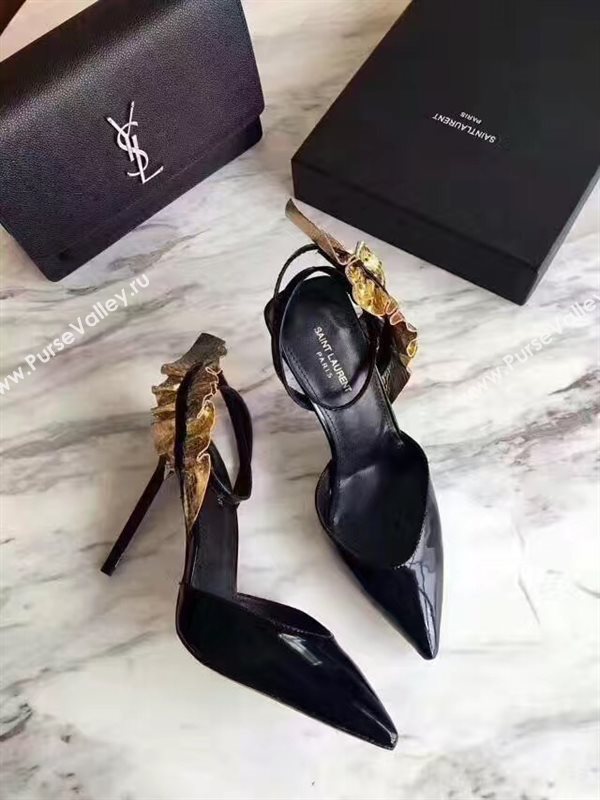 YSL heels sandals black gold v shoes 4067