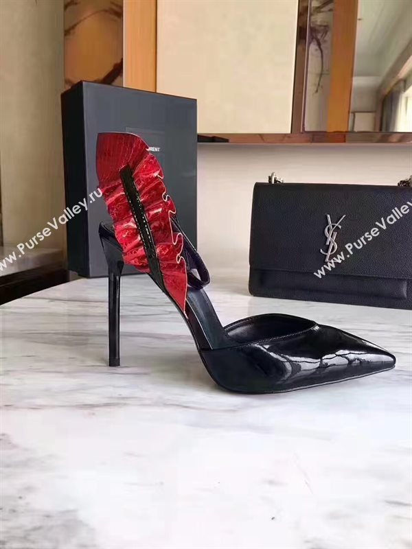 YSL heels sandals black wine v shoes 4069