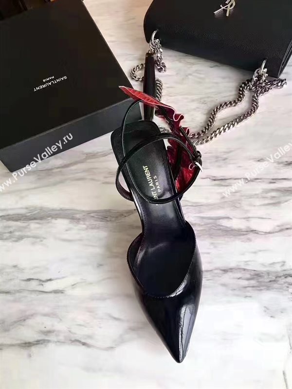 YSL heels sandals black wine v shoes 4069