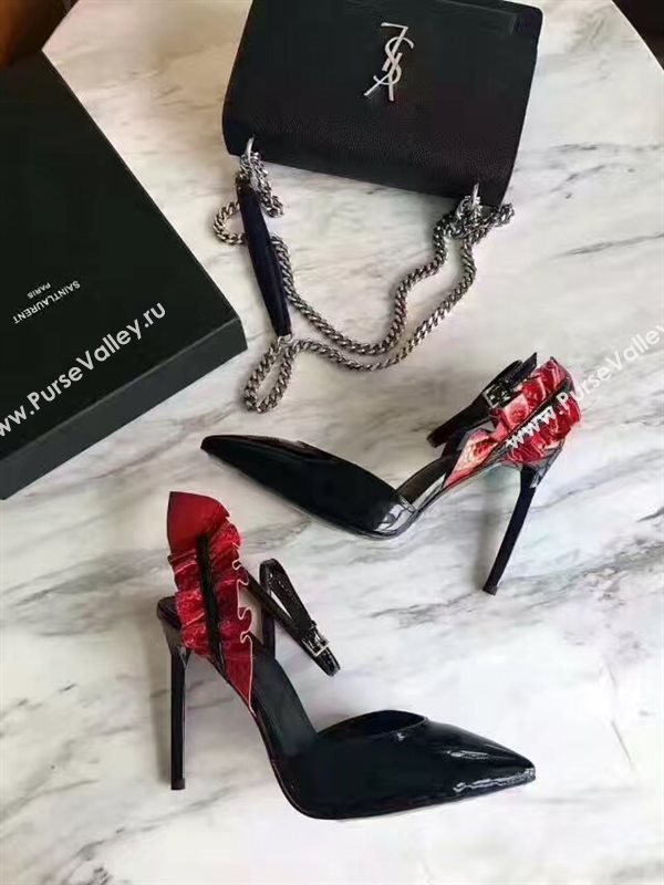 YSL heels sandals black wine v shoes 4069