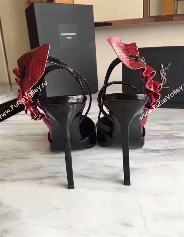 YSL heels sandals black wine v shoes 4069