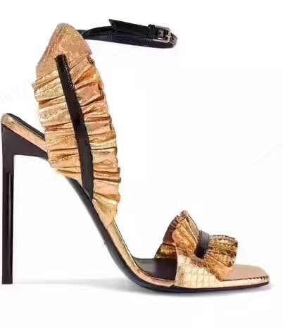 YSL heels gold sandals shoes 4070