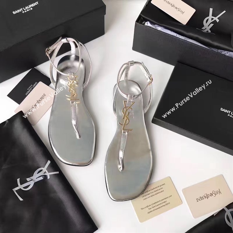 YSL flats silver sandals shoes 4073