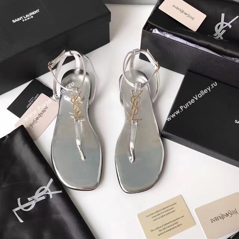 YSL flats silver sandals shoes 4073