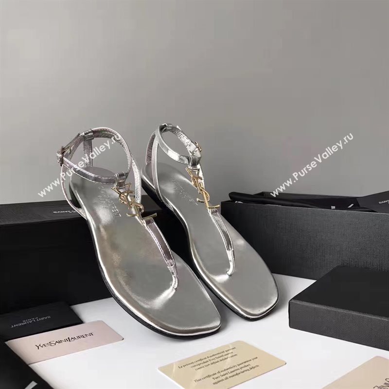 YSL flats silver sandals shoes 4073