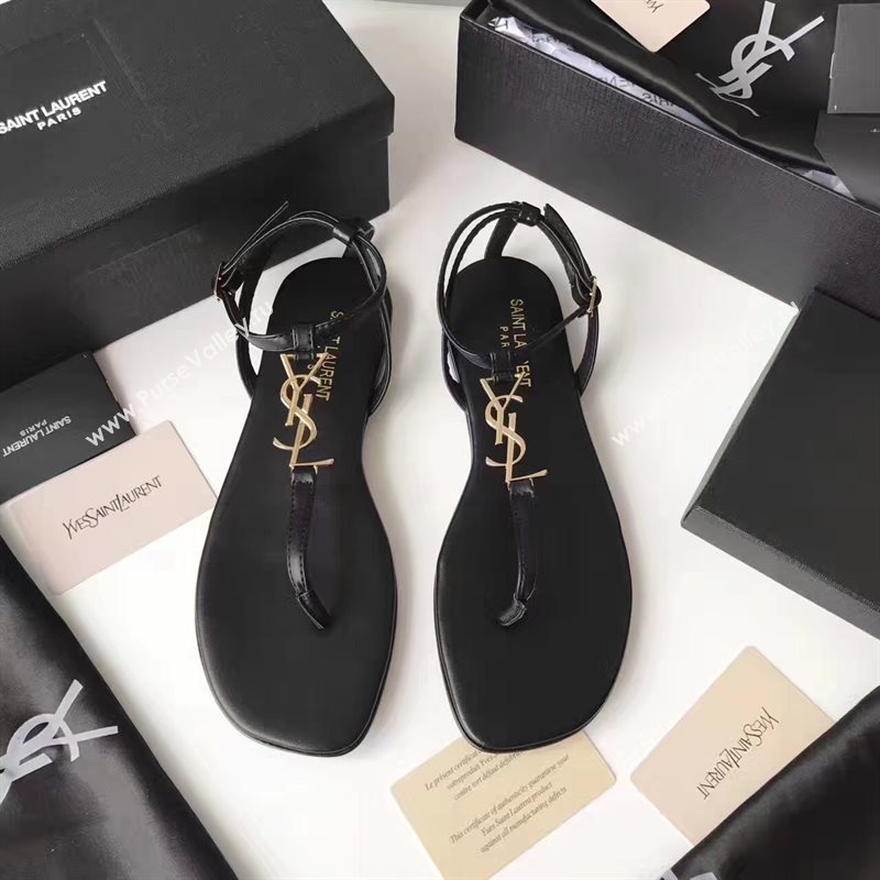 YSL flats black sandals shoes 4074
