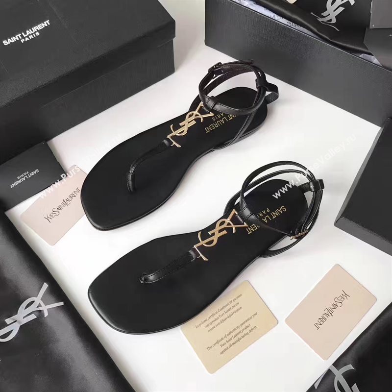 YSL flats black sandals shoes 4074