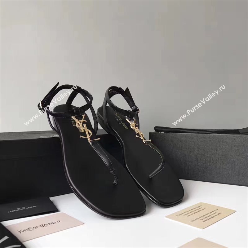 YSL flats black sandals shoes 4074