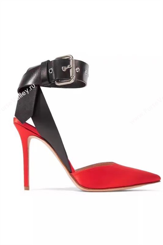 Monse heels sandals red black v shoes 4083