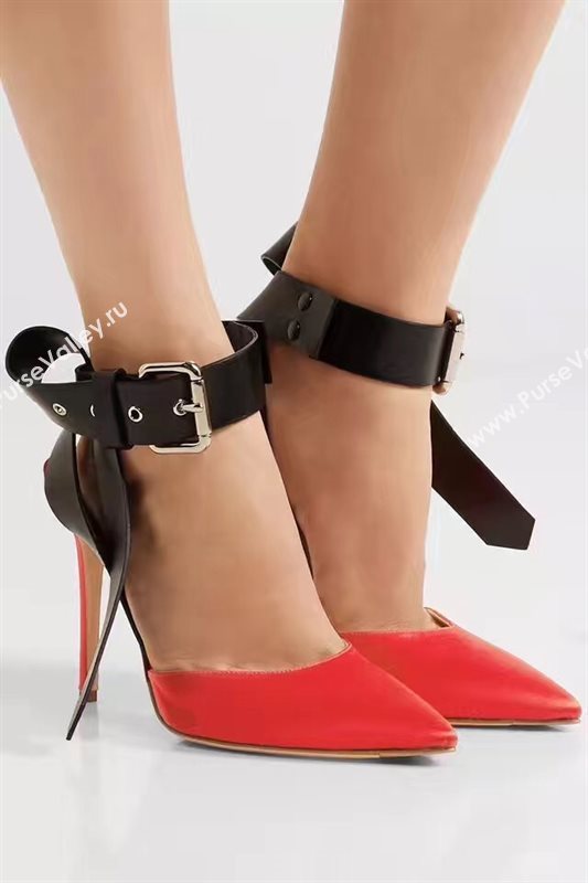 Monse heels sandals red black v shoes 4083