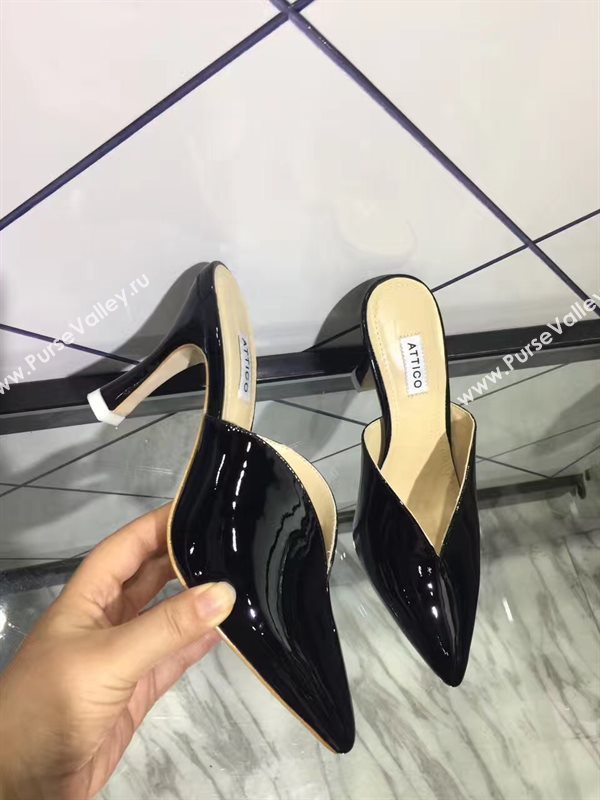 Attico heels sandals black paint shoes 4084