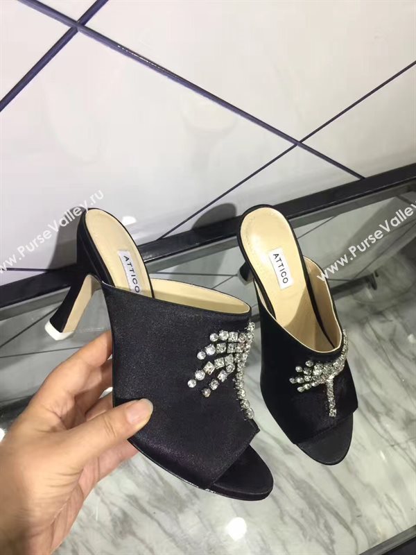 Attico heels black sandals shoes 4087