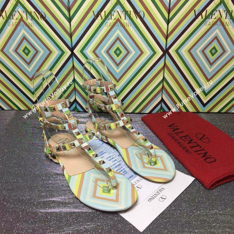 Valentino rainbow sandals stud flats shoes 4001