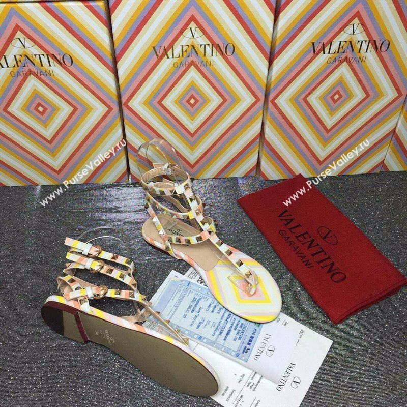 Valentino sandals flats rainbow stud shoes 4002