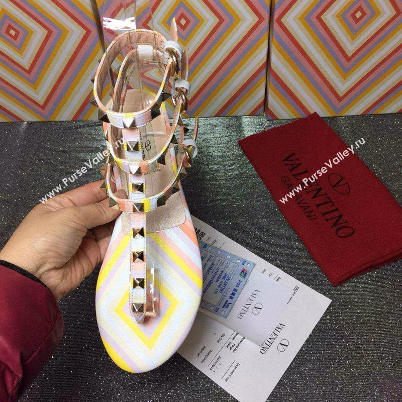 Valentino sandals flats rainbow stud shoes 4002