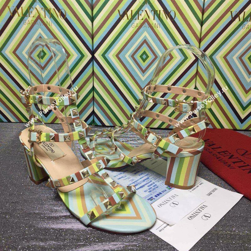 Valentino rainbow sandals stud heels shoes 4003