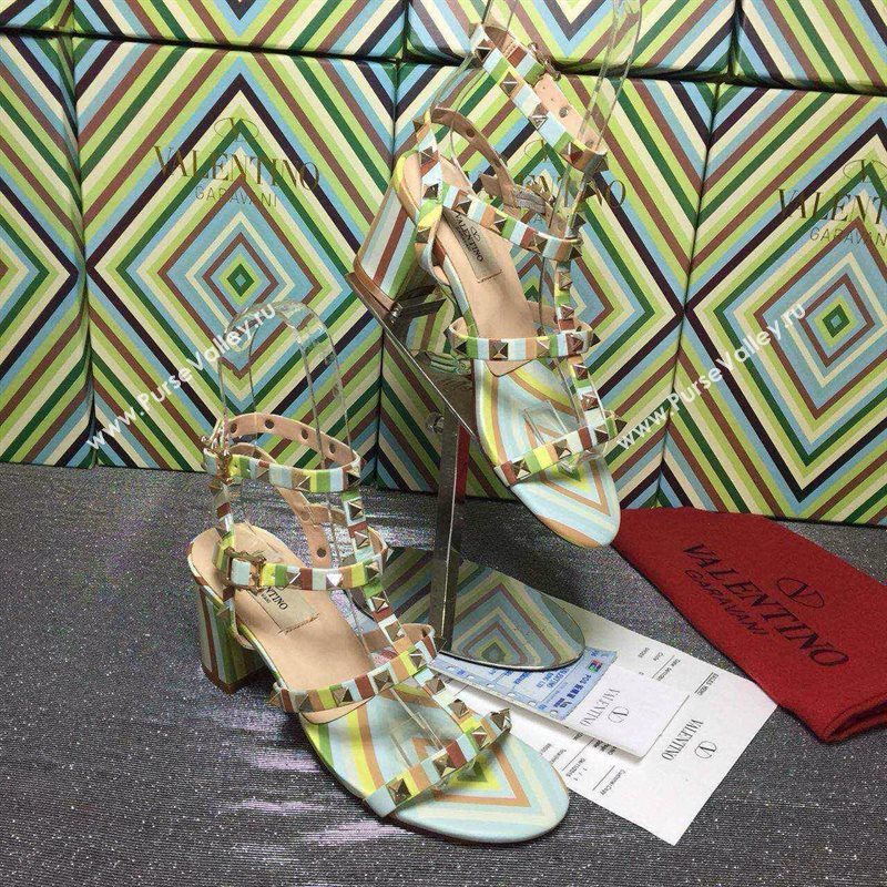 Valentino rainbow sandals stud heels shoes 4003