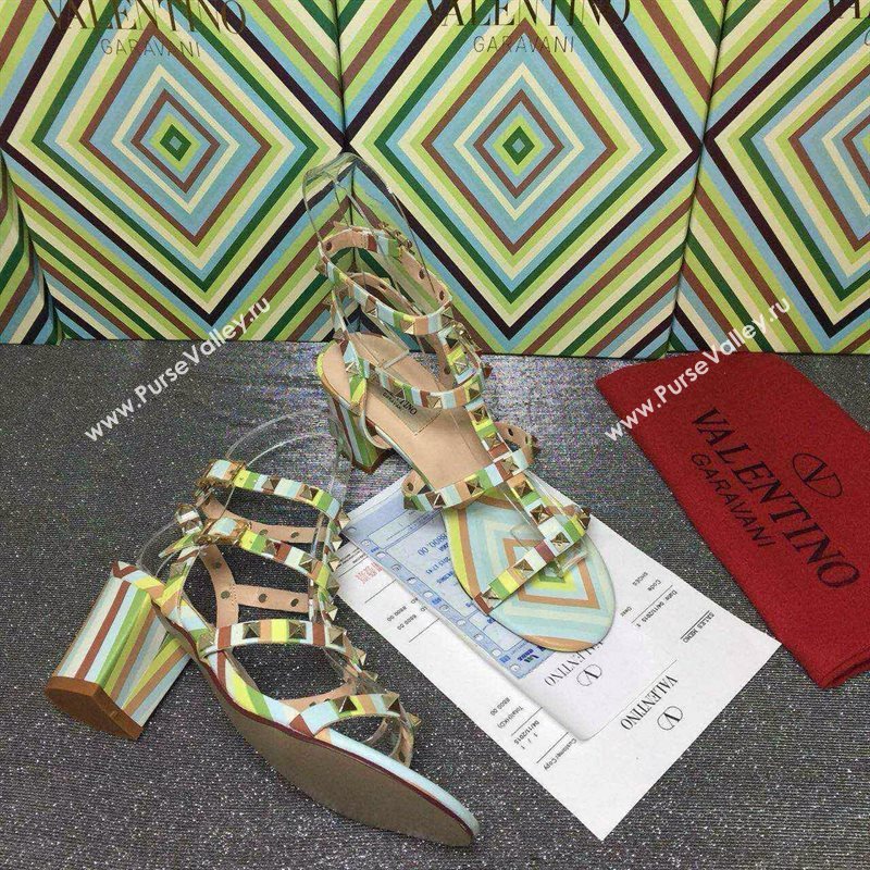 Valentino rainbow sandals stud heels shoes 4003