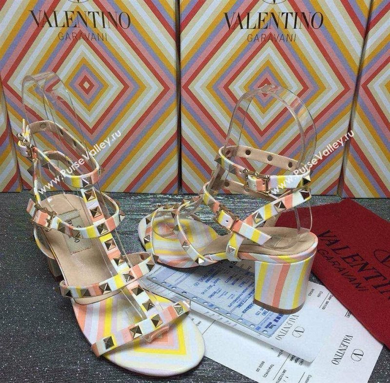 Valentino sandals heels rainbow stud shoes 4004