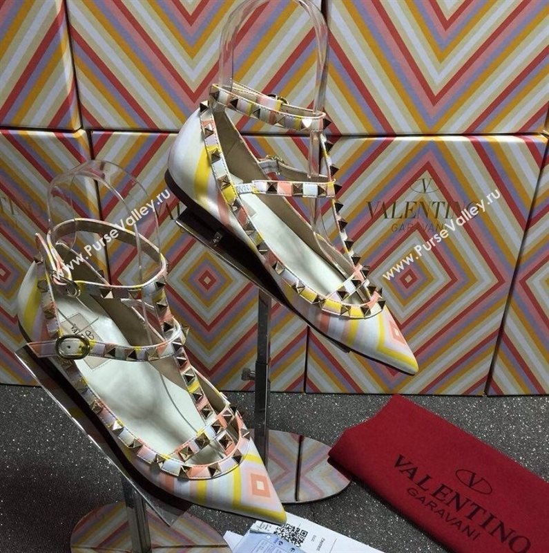 Valentino tribute rainbow sandals stud flats shoes 4007