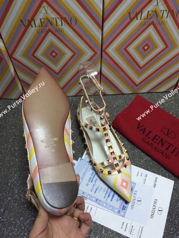 Valentino tribute rainbow sandals stud flats shoes 4007