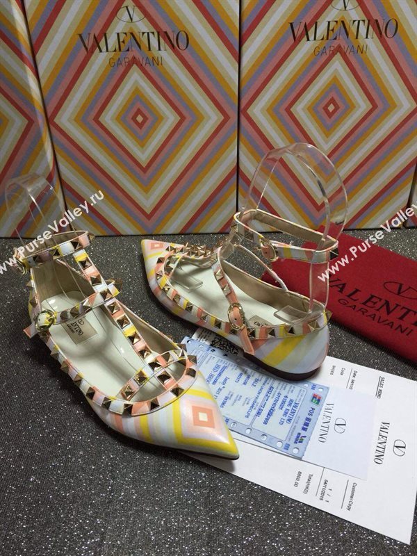 Valentino tribute rainbow sandals stud flats shoes 4007