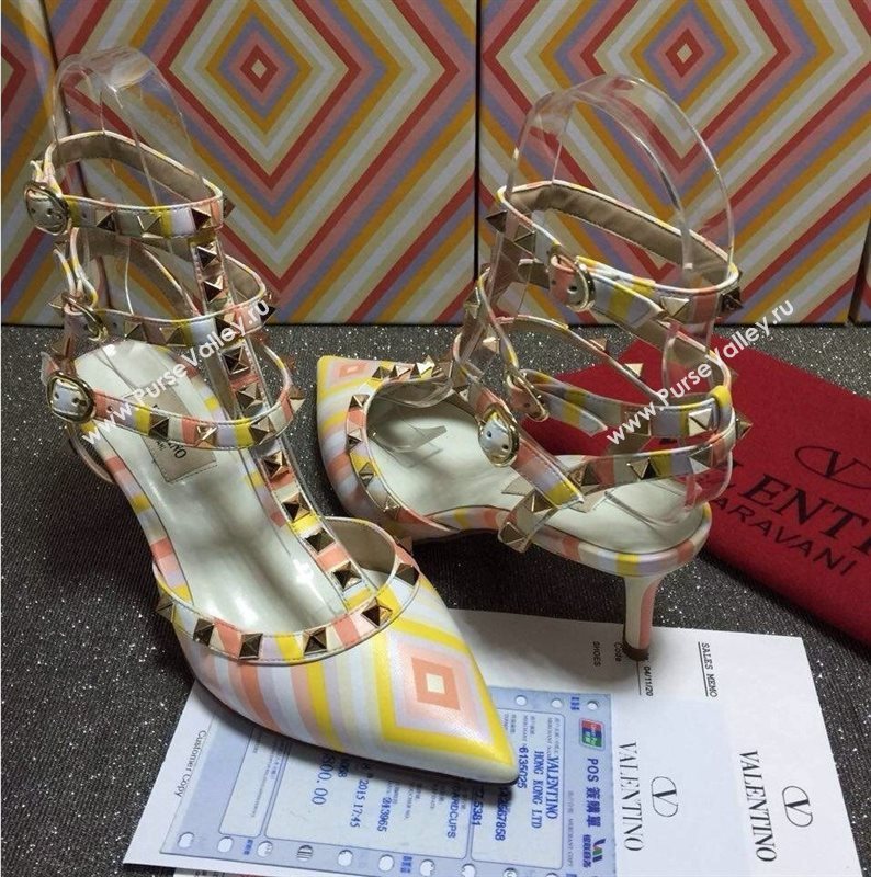 Valentino rainbow tribute sandals stud heels shoes 4010